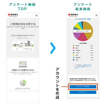 アンケート画面TOP アンケート結果画面