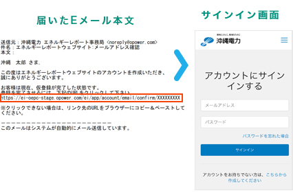 届いたEメール本文 サインイン画面
